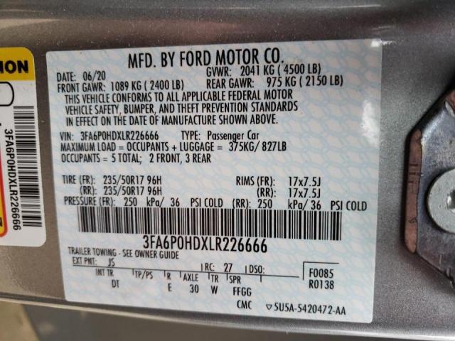 Photo 11 VIN: 3FA6P0HDXLR226666 - FORD FUSION SE 