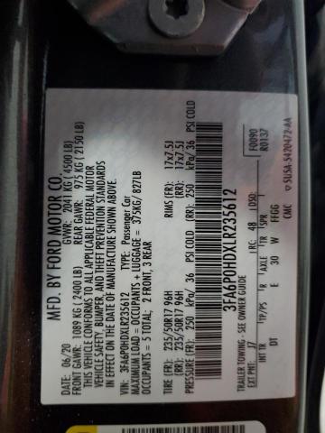 Photo 12 VIN: 3FA6P0HDXLR235612 - FORD FUSION 