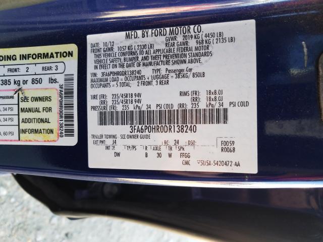 Photo 9 VIN: 3FA6P0HR0DR138240 - FORD FUSION SE 