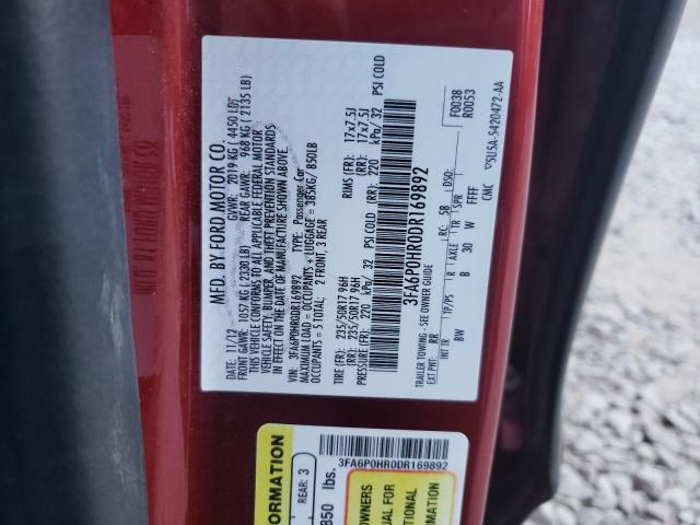 Photo 9 VIN: 3FA6P0HR0DR169892 - FORD FUSION 