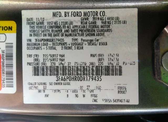 Photo 8 VIN: 3FA6P0HR0DR179435 - FORD FUSION 