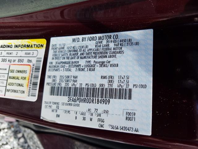 Photo 9 VIN: 3FA6P0HR0DR184909 - FORD FUSION SE 