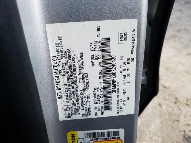 Photo 9 VIN: 3FA6P0HR0DR240430 - FORD FUSION SE 