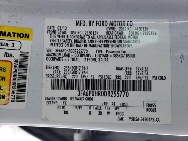 Photo 9 VIN: 3FA6P0HR0DR255770 - FORD FUSION SE 