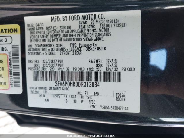 Photo 8 VIN: 3FA6P0HR0DR313084 - FORD FUSION 