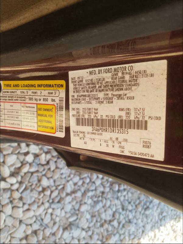 Photo 9 VIN: 3FA6P0HR1DR135315 - FORD FUSION SE 