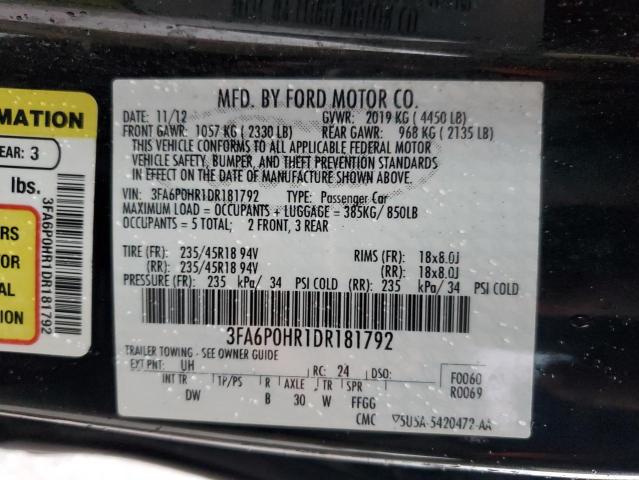 Photo 9 VIN: 3FA6P0HR1DR181792 - FORD FUSION SE 