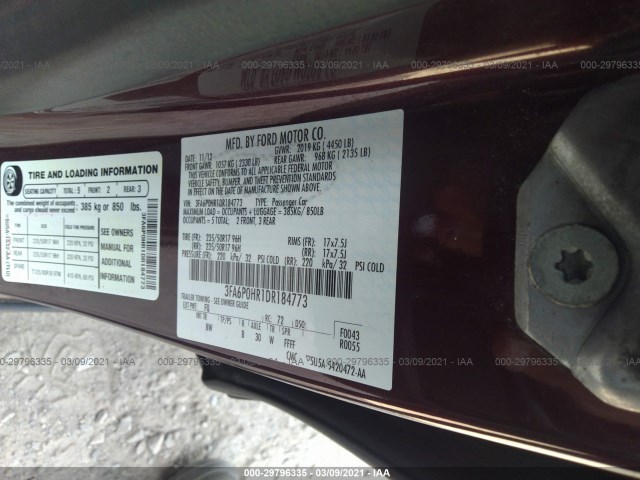 Photo 8 VIN: 3FA6P0HR1DR184773 - FORD FUSION 