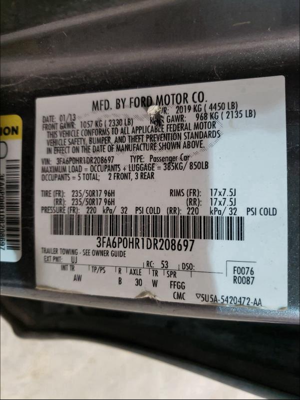 Photo 9 VIN: 3FA6P0HR1DR208697 - FORD FUSION SE 