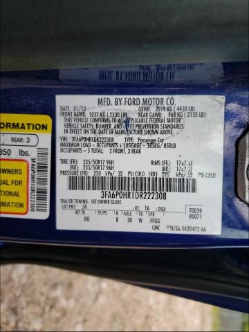 Photo 9 VIN: 3FA6P0HR1DR222308 - FORD FUSION SE 