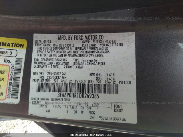 Photo 8 VIN: 3FA6P0HR1DR269385 - FORD FUSION 