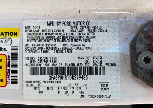 Photo 9 VIN: 3FA6P0HR1DR299485 - FORD FUSION SE 