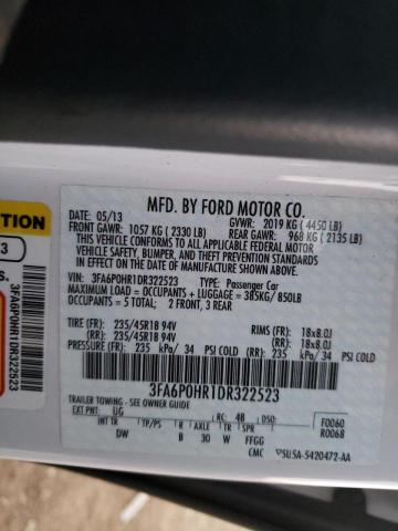 Photo 9 VIN: 3FA6P0HR1DR322523 - FORD FUSION SE 