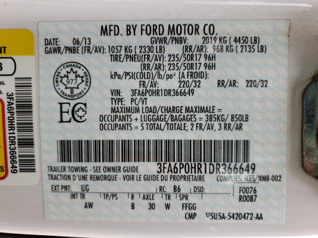 Photo 9 VIN: 3FA6P0HR1DR366649 - FORD FUSION SE 