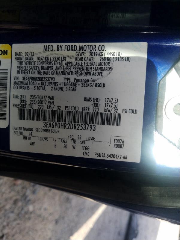 Photo 9 VIN: 3FA6P0HR2DR253793 - FORD FUSION SE 