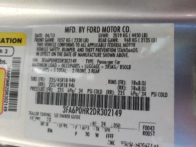 Photo 9 VIN: 3FA6P0HR2DR302149 - FORD FUSION SE 