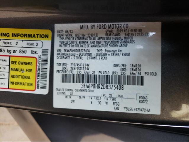 Photo 9 VIN: 3FA6P0HR2DR375408 - FORD FUSION SE 