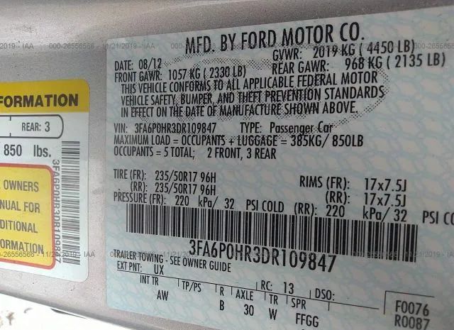 Photo 8 VIN: 3FA6P0HR3DR109847 - FORD FUSION 