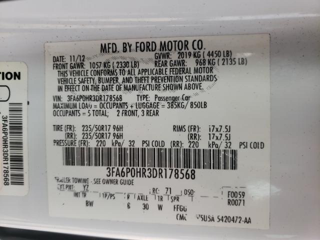 Photo 9 VIN: 3FA6P0HR3DR178568 - FORD FUSION SE 