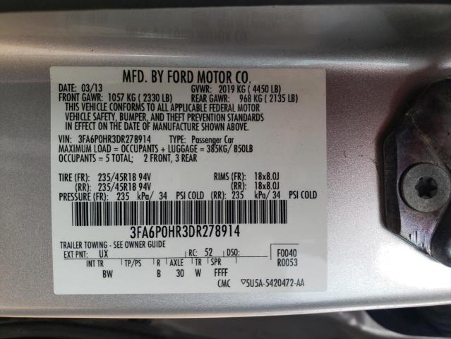 Photo 11 VIN: 3FA6P0HR3DR278914 - FORD FUSION SE 