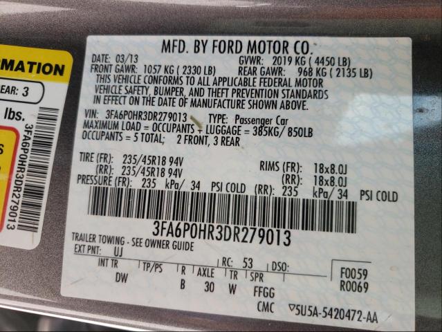 Photo 9 VIN: 3FA6P0HR3DR279013 - FORD FUSION SE 