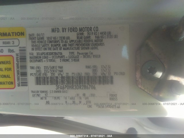 Photo 8 VIN: 3FA6P0HR3DR286706 - FORD FUSION 