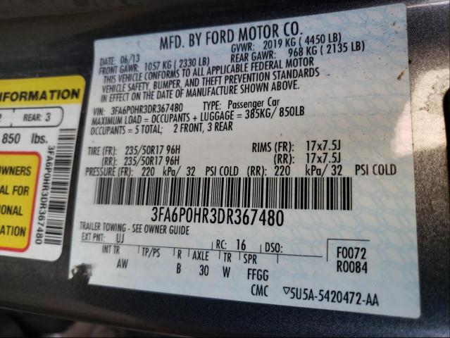 Photo 9 VIN: 3FA6P0HR3DR367480 - FORD FUSION SE 