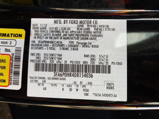 Photo 9 VIN: 3FA6P0HR4DR154036 - FORD FUSION SE 