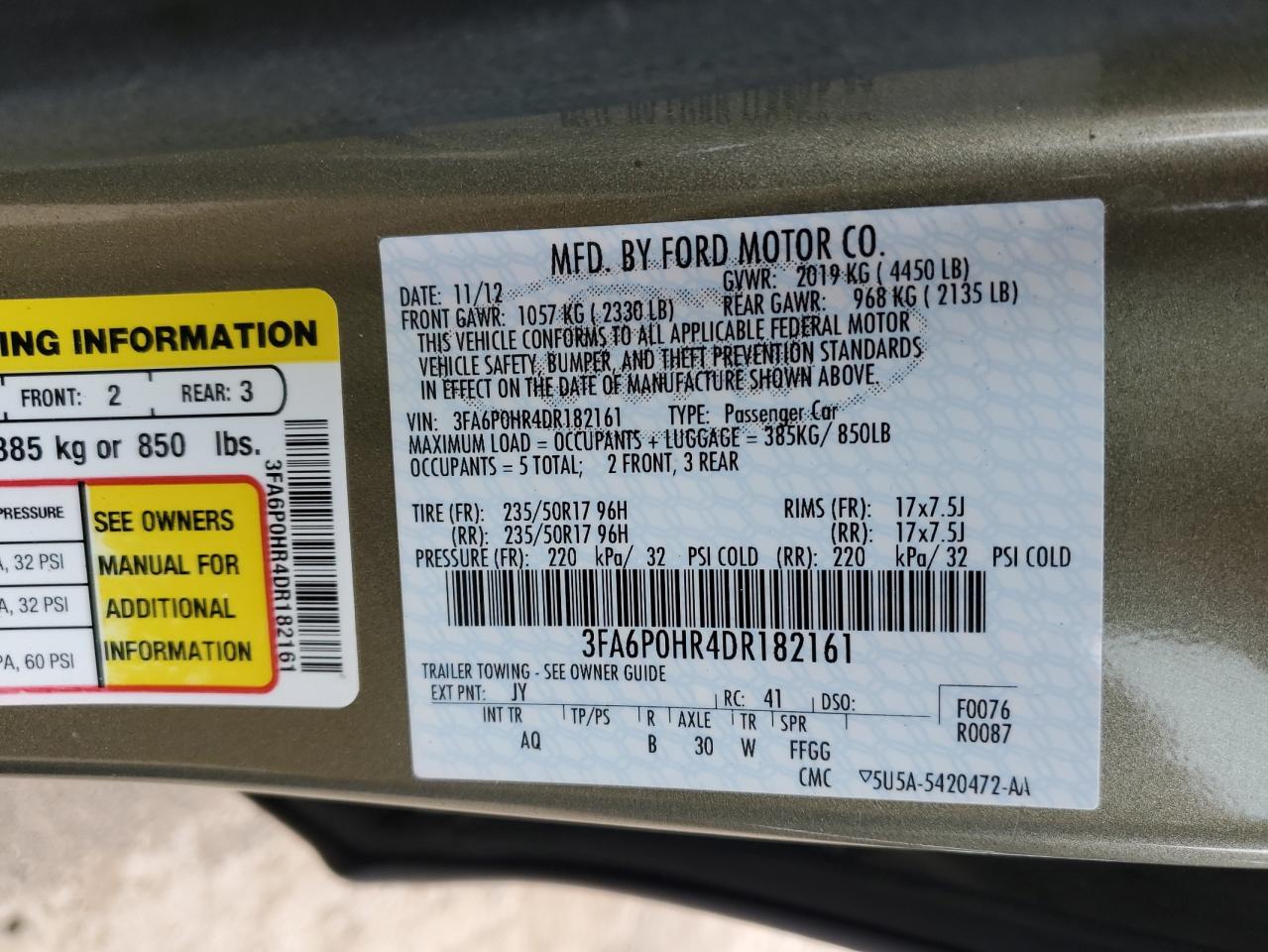 Photo 11 VIN: 3FA6P0HR4DR182161 - FORD FUSION 