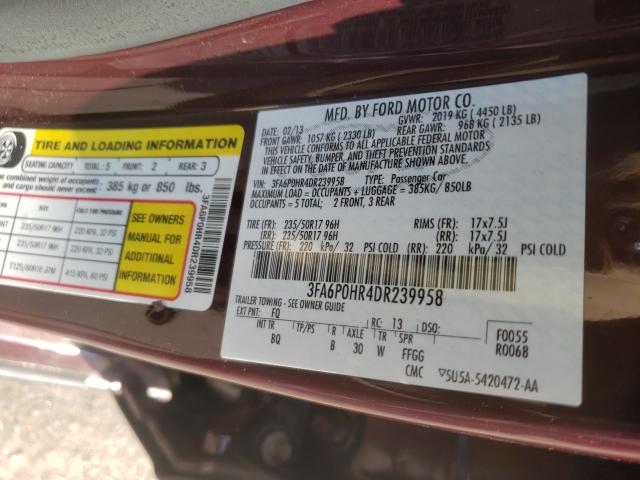 Photo 9 VIN: 3FA6P0HR4DR239958 - FORD FUSION SE 