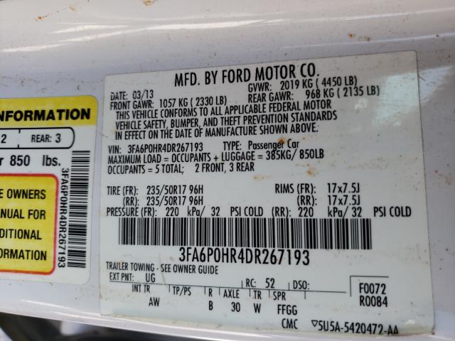 Photo 9 VIN: 3FA6P0HR4DR267193 - FORD FUSION SE 