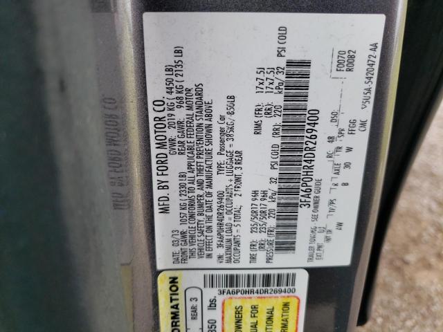 Photo 12 VIN: 3FA6P0HR4DR269400 - FORD FUSION SE 