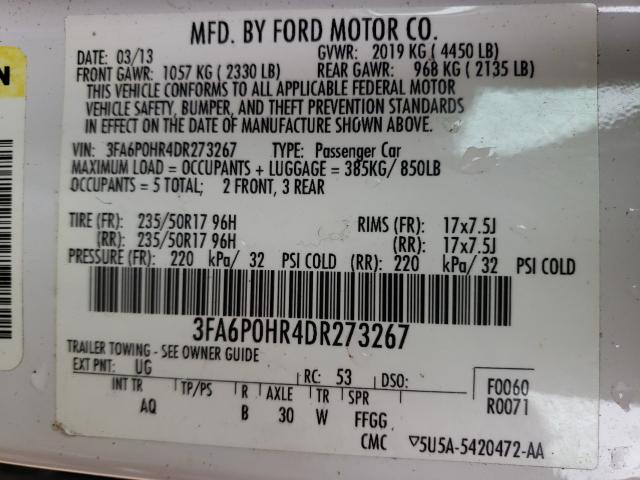 Photo 9 VIN: 3FA6P0HR4DR273267 - FORD FUSION SE 