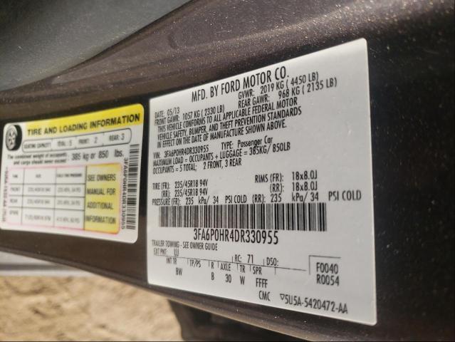 Photo 9 VIN: 3FA6P0HR4DR330955 - FORD FUSION SE 