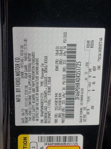 Photo 11 VIN: 3FA6P0HR4DR351725 - FORD FUSION SE 