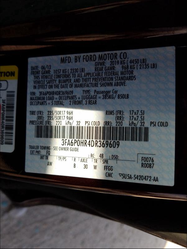 Photo 9 VIN: 3FA6P0HR4DR369609 - FORD FUSION SE 