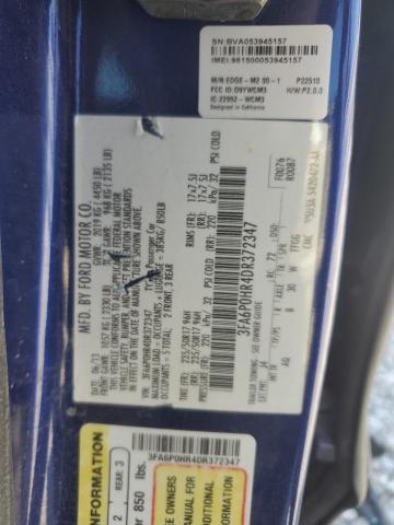 Photo 12 VIN: 3FA6P0HR4DR372347 - FORD FUSION SE 