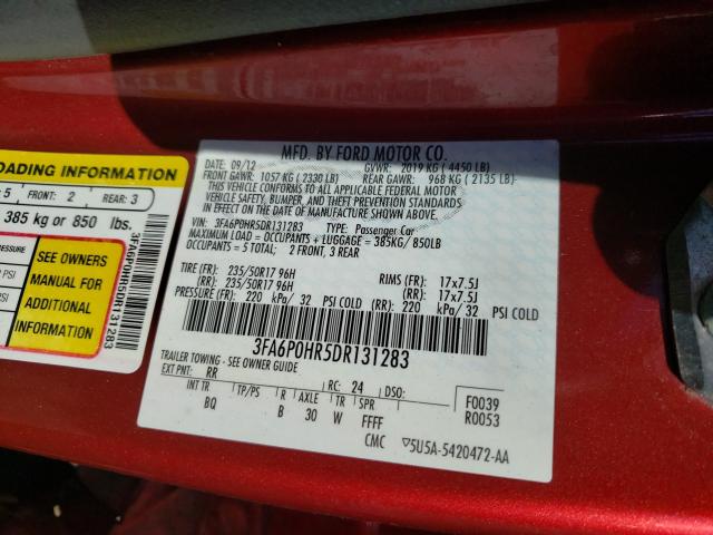 Photo 9 VIN: 3FA6P0HR5DR131283 - FORD FUSION 