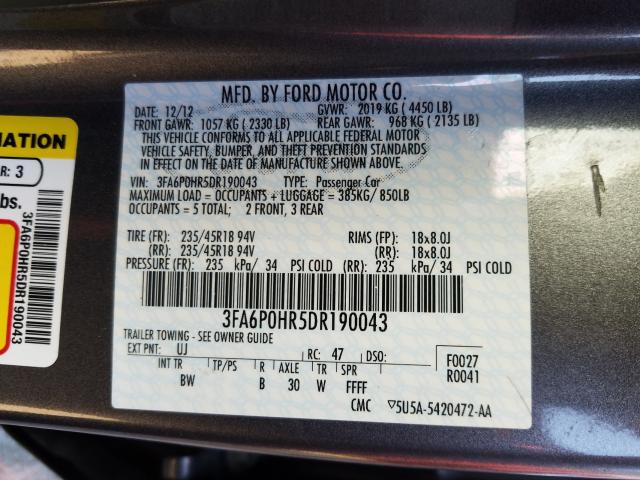 Photo 9 VIN: 3FA6P0HR5DR190043 - FORD FUSION 