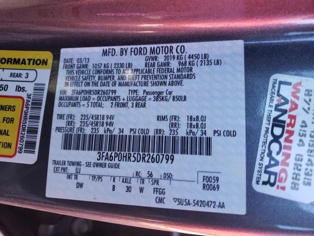 Photo 9 VIN: 3FA6P0HR5DR260799 - FORD FUSION SE 