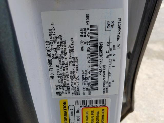 Photo 9 VIN: 3FA6P0HR5DR309869 - FORD FUSION 