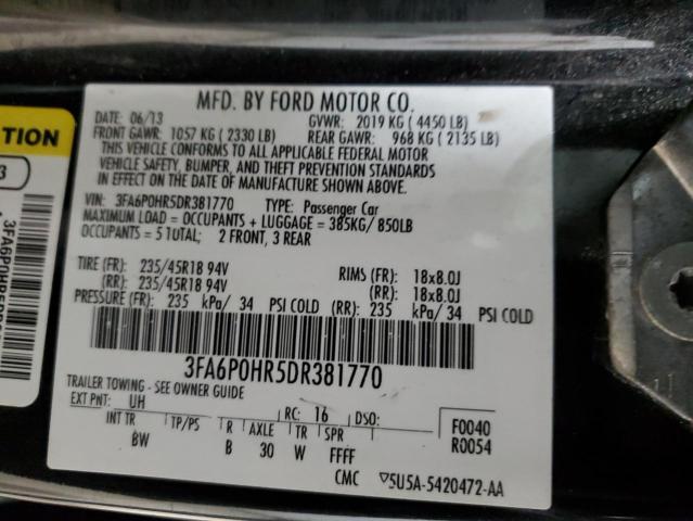 Photo 11 VIN: 3FA6P0HR5DR381770 - FORD FUSION SE 