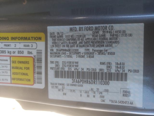 Photo 9 VIN: 3FA6P0HR6DR110300 - FORD FUSION SE 