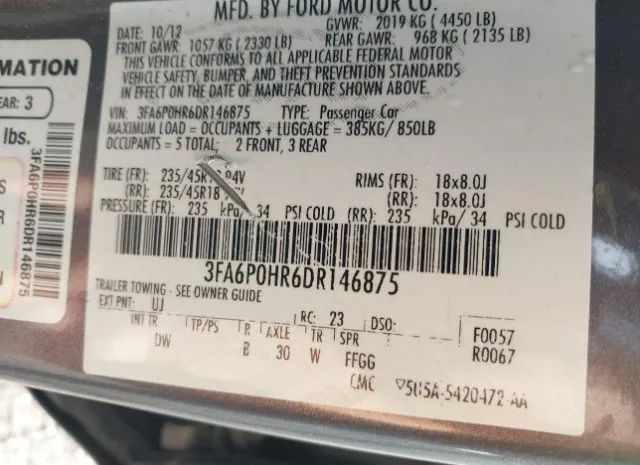 Photo 8 VIN: 3FA6P0HR6DR146875 - FORD FUSION 