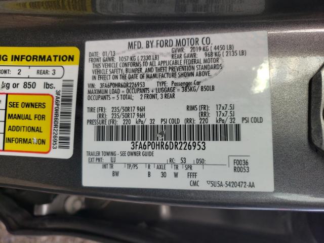 Photo 9 VIN: 3FA6P0HR6DR226953 - FORD FUSION SE 