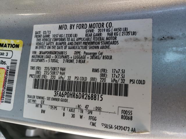 Photo 9 VIN: 3FA6P0HR6DR268815 - FORD FUSION SE 