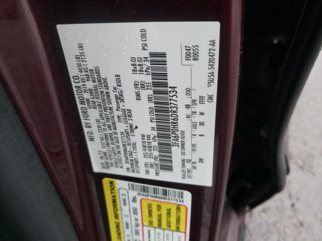 Photo 9 VIN: 3FA6P0HR6DR377534 - FORD FUSION SE 