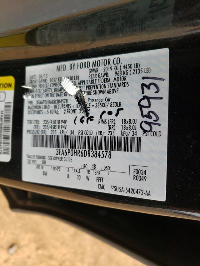 Photo 9 VIN: 3FA6P0HR6DR384578 - FORD FUSION SE 