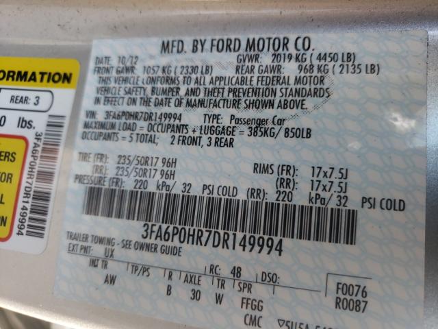 Photo 9 VIN: 3FA6P0HR7DR149994 - FORD FUSION SE 