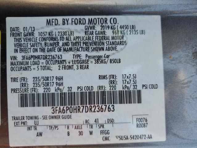 Photo 11 VIN: 3FA6P0HR7DR236763 - FORD FUSION 